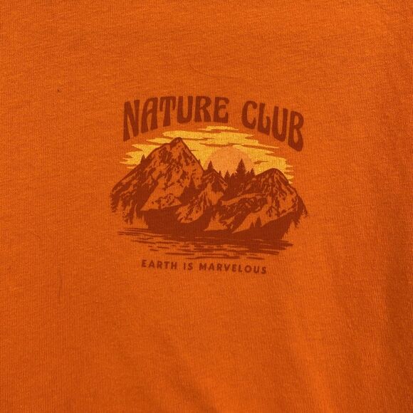 Wonder Nation T-shirt Nature Club Mountains Orange Cropped Oversized XXL 18 - Picture 2 of 7
